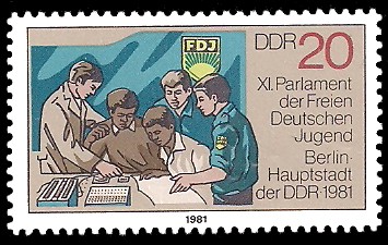 20 Pf Briefmarke: XI. Parlament der Freien Deutschen Jugend