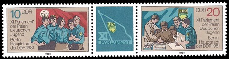  Briefmarke: Dreierstreifen - XI. Parlament der FDJ