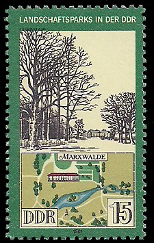 15 Pf Briefmarke: Landschaftsparks in der DDR, Marxwalde 15 Pf Briefmarke: Landschaftsparks in der DDR, Marxwalde