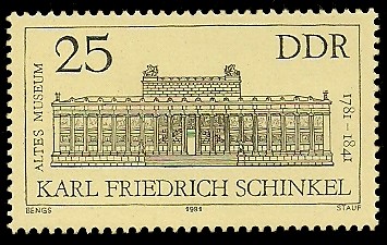25 Pf Briefmarke: 200. Geburtstag F. Schinkel, Altes Museum Berlin 25 Pf Briefmarke: 200. Geburtstag F. Schinkel, Altes Museum Berlin