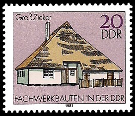 20 Pf Briefmarke: Fachwerkbauten in der DDR, Groß Zicker