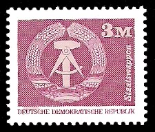 3 M Briefmarke: Sozialistischer Aufbau in der DDR, Staatswappen