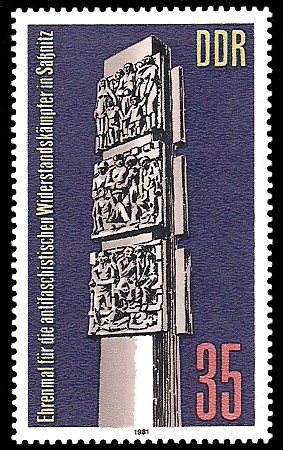 35 Pf Briefmarke: Ehrenmal in Saßnitz