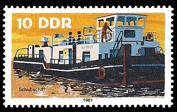 10 Pf Briefmarke: Binnenschiffe, Schubschiff