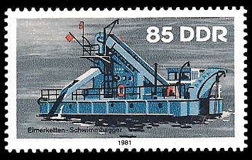 85 Pf Briefmarke: Binnenschiffe, Schwimmbagger 85 Pf Briefmarke: Binnenschiffe, Schwimmbagger