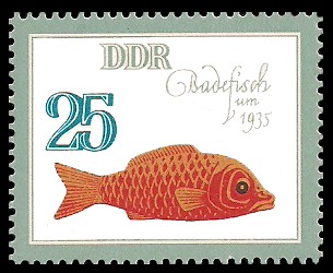 25 Pf Briefmarke: Historisches Spielzeug, Tiere, Badefisch