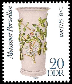 20 Pf Briefmarke: Meissener Porzellan, Bechervase 20 Pf Briefmarke: Meissener Porzellan, Bechervase