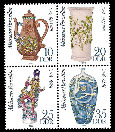  Briefmarke: Viererblock - Meissener Porzellan