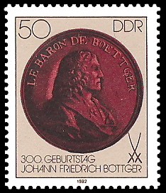 50 Pf Briefmarke: 300. Geburtstag Johann Friedrich Böttger 50 Pf Briefmarke: 300. Geburtstag Johann Friedrich Böttger