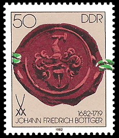 50 Pf Briefmarke: 300. Geburtstag Johann Friedrich Böttger 50 Pf Briefmarke: 300. Geburtstag Johann Friedrich Böttger