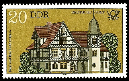 20 Pf Briefmarke: Bauten der Deutschen Post, Postamt Bad Liebenstein