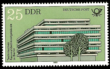 25 Pf Briefmarke: Bauten der Deutschen Post, Technisches Fernmeldedienstgebäude Berlin 25 Pf Briefmarke: Bauten der Deutschen Post, Technisches Fernmeldedienstgebäude Berlin
