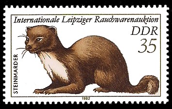 35 Pf Briefmarke: Internationale Leipziger Rauchwarenauktion, Steinmarder