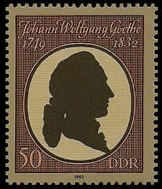 50 Pf Briefmarke: Goethe-Schiller-Ehrung, Johann Wolfgang Goethe