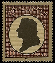 50 Pf Briefmarke: Goethe-Schiller-Ehrung, Friedrich Schiller