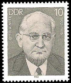 10 Pf Briefmarke: Verdienstvolle Persönlichkeiten der Arbeiterbewegung, Otto Winzer