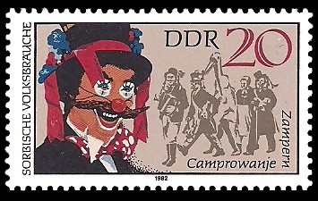 20 Pf Briefmarke: Sorbische Volksbräuche, Zampern