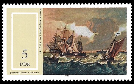 5 Pf Briefmarke: Staatliches Museum Schwerin, Bewegte See 5 Pf Briefmarke: Staatliches Museum Schwerin, Bewegte See