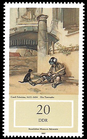 20 Pf Briefmarke: Staatliches Museum Schwerin, Die Torwache