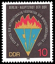 10 Pf Briefmarke: IX. Kongress der Internationalen Föderation der Widerstandskämpfer