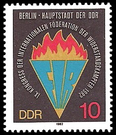 10 Pf Briefmarke: IX. Kongress der Internationalen Föderation der Widerstandskämpfer 10 Pf Briefmarke: IX. Kongress der Internationalen Föderation der Widerstandskämpfer