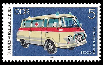 5 Pf Briefmarke: IFA-Nutzfahrzeuge der DDR, B1000 Krankenfahrzeug