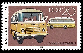 20 Pf Briefmarke: IFA-Nutzfahrzeuge der DDR, LD3000 Reiseomnibus
