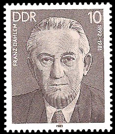 10 Pf Briefmarke: Verdienstvolle Persönlichkeiten der Arbeiterbewegung, Franz Dahlem 10 Pf Briefmarke: Verdienstvolle Persönlichkeiten der Arbeiterbewegung, Franz Dahlem