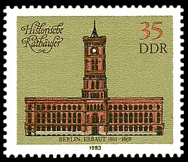35 Pf Briefmarke: Historische Rathäuser, Rotes Rathaus Berlin 35 Pf Briefmarke: Historische Rathäuser, Rotes Rathaus Berlin