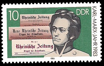 10 Pf Briefmarke: Karl-Marx-Jahr 1983, junger Karl Marx