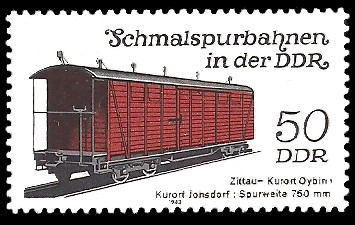 50 Pf Briefmarke: Schmalspurbahnen in der DDR, Güterwagen Zittau-Oybin/Jonsdorf