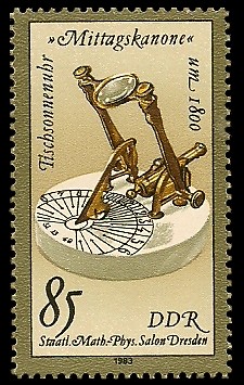 85 Pf Briefmarke: Kostbare Sand- und Sonnenuhren, Tischsonnenuhr Mittagskanone 85 Pf Briefmarke: Kostbare Sand- und Sonnenuhren, Tischsonnenuhr Mittagskanone