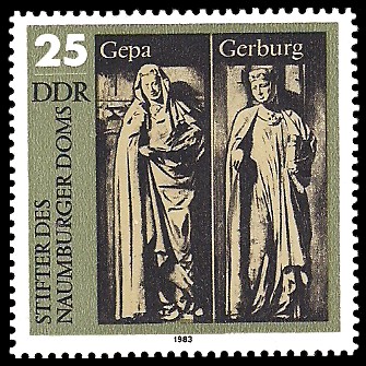 25 Pf Briefmarke: Stifter des Naumburger Doms, Gepa und Gerburg