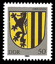 50 Pf Briefmarke: Stadtwappen von Dresden