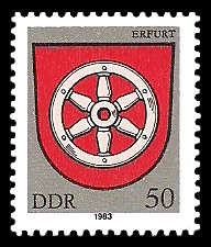 50 Pf Briefmarke: Stadtwappen von Erfurt