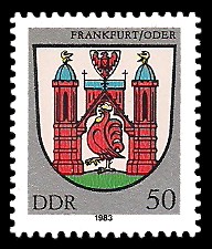50 Pf Briefmarke: Stadtwappen von Frankfurt/Oder