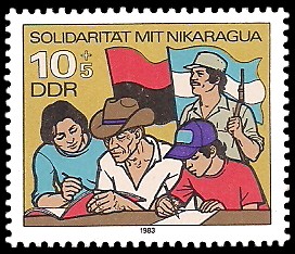 10 + 5 Pf Briefmarke: Solidarität mit Nikaragua