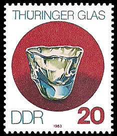 20 Pf Briefmarke: Thüringer Glas, Glasbecher 20 Pf Briefmarke: Thüringer Glas, Glasbecher