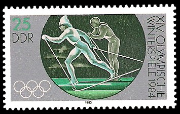 25 Pf Briefmarke: XIV. Olympische Winterspiele 1984, Skilanglauf