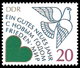 20 Pf Briefmarke: Neujahrsausgabe, deutsch/russisch