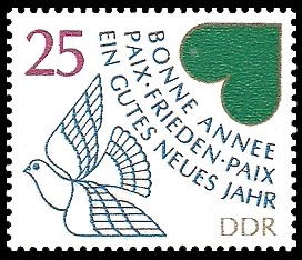 25 Pf Briefmarke: Neujahrsausgabe, deutsch/französisch 25 Pf Briefmarke: Neujahrsausgabe, deutsch/französisch