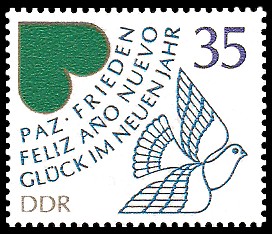 35 Pf Briefmarke: Neujahrsausgabe, deutsch/spanisch