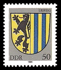 50 Pf Briefmarke: Stadtwappen von Leipzig