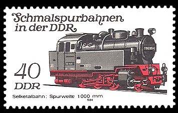 40 Pf Briefmarke: Schmalspurbahnen in der DDR, Lok Selketalbahn