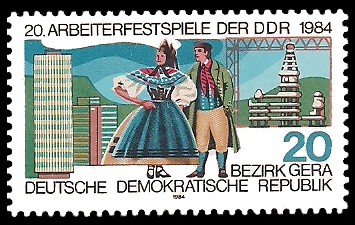 20 Pf Briefmarke: 20. Arbeiterfestspiele, Trachtenpaar