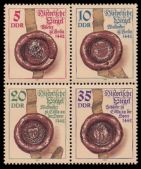 Briefmarke: Viererblock - Historische Siegel Briefmarke: Viererblock - Historische Siegel