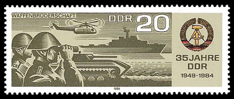 20 Pf Briefmarke: 35 Jahre DDR, Waffenbrüderschaft 20 Pf Briefmarke: 35 Jahre DDR, Waffenbrüderschaft