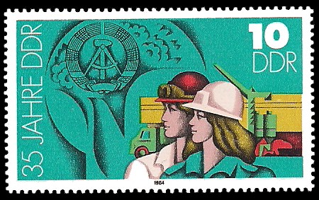 10 Pf Briefmarke: 35 Jahre DDR, Wohnungsbau 10 Pf Briefmarke: 35 Jahre DDR, Wohnungsbau