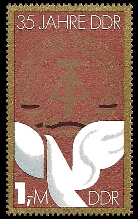 1 M Briefmarke: 35 Jahre DDR, Friedenstaube 1 M Briefmarke: 35 Jahre DDR, Friedenstaube