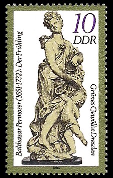10 Pf Briefmarke: Grünes Gewölbe Dresden, Elfenbeinskulptur Der Frühling 10 Pf Briefmarke: Grünes Gewölbe Dresden, Elfenbeinskulptur Der Frühling